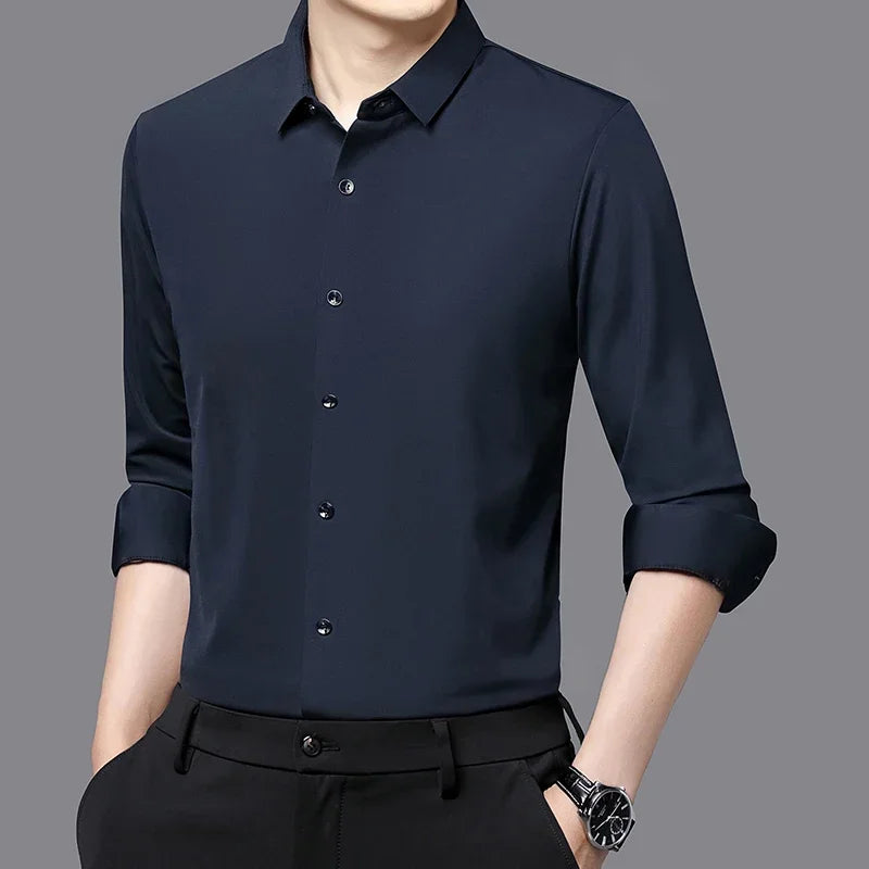 Men's Ultra-Stretch Slim-fit Shirt Business Long-Sleeve Shirt