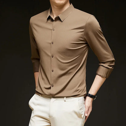 Men's Ultra-Stretch Slim-fit Shirt Business Long-Sleeve Shirt