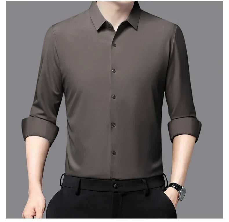 Men's Ultra-Stretch Slim-fit Shirt Business Long-Sleeve Shirt