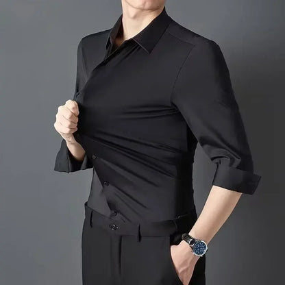Men's Ultra-Stretch Slim-fit Shirt Business Long-Sleeve Shirt