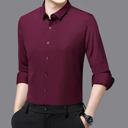 Men's Ultra-Stretch Slim-fit Shirt Business Long-Sleeve Shirt
