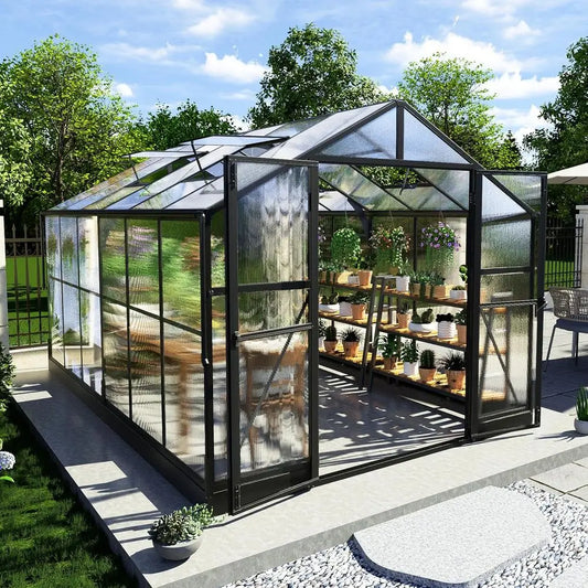 Walk-in Greenhouse with 7ft Height, 4 Vent Windows, and Lockable Door for Outdoor Gardening