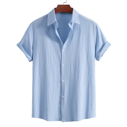men's short-sleeved shirt summer fashion  pure cotton top versatile casual comfortable