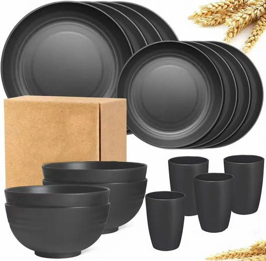 Plastic 16pcs Tableware Set / 4 bowls/4 cups/4 big plates/4 small plates
