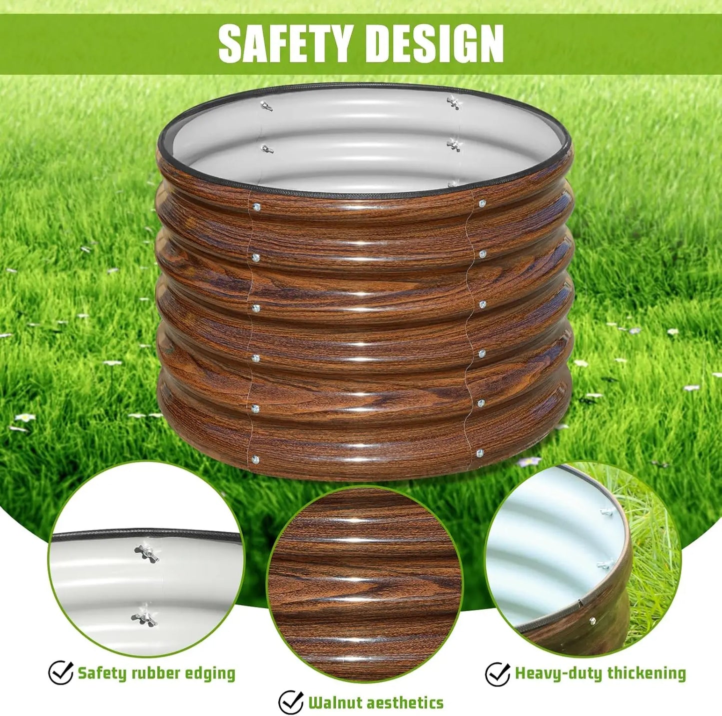 2-Pack Round Galvanized Raised Garden Bed, 24x24x17 Inch