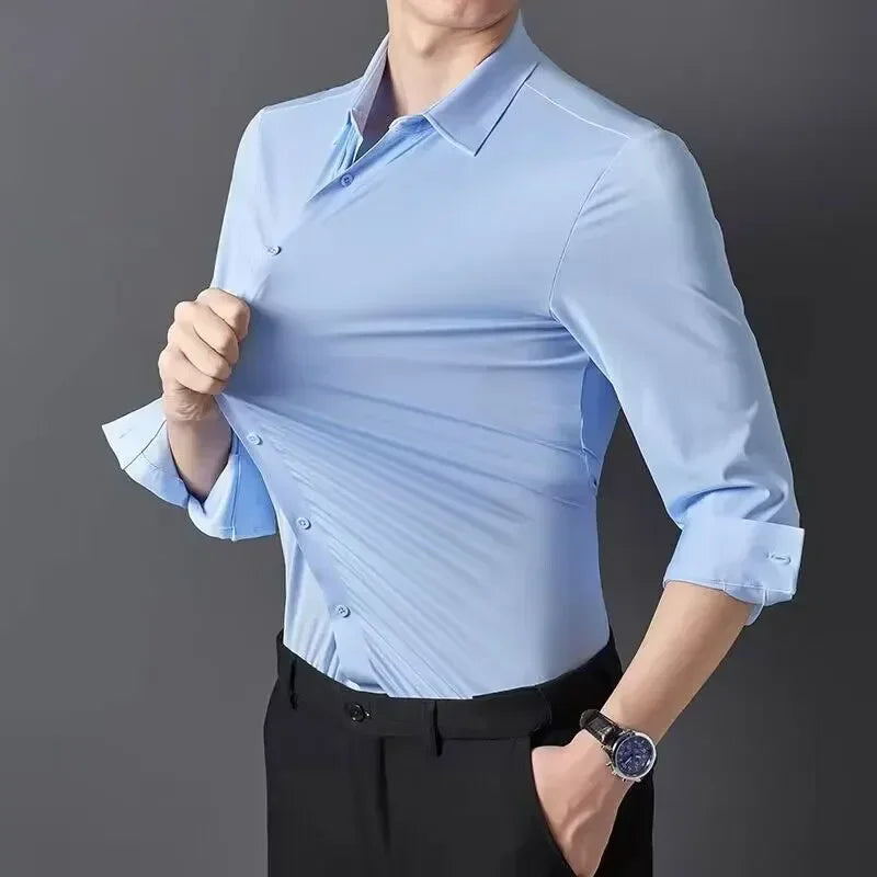 Men's Ultra-Stretch Slim-fit Shirt Business Long-Sleeve Shirt