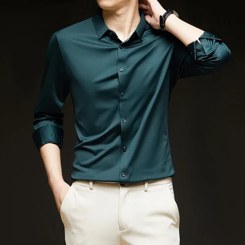 Men's Ultra-Stretch Slim-fit Shirt Business Long-Sleeve Shirt