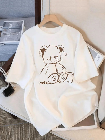 Cute Teddy Bear  Women's Fit Short Sleeve Cartoon Fashion