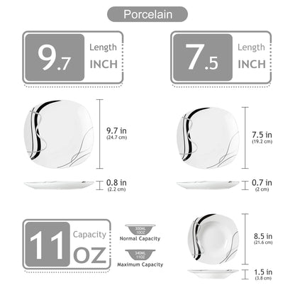 18/36-Piece Porcelain Ceramic Black Line Kitchen Tableware Dishes