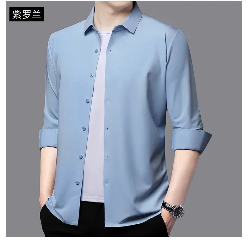 Men's Ultra-Stretch Slim-fit Shirt Business Long-Sleeve Shirt