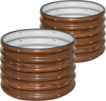 2-Pack Round Galvanized Raised Garden Bed, 24x24x17 Inch