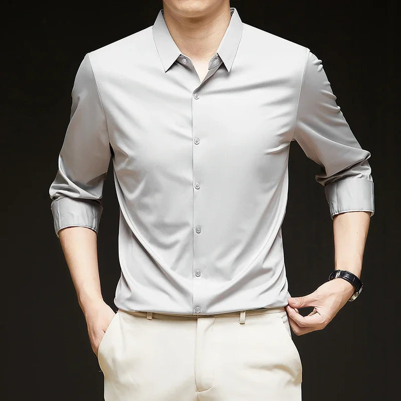 Men's Ultra-Stretch Slim-fit Shirt Business Long-Sleeve Shirt
