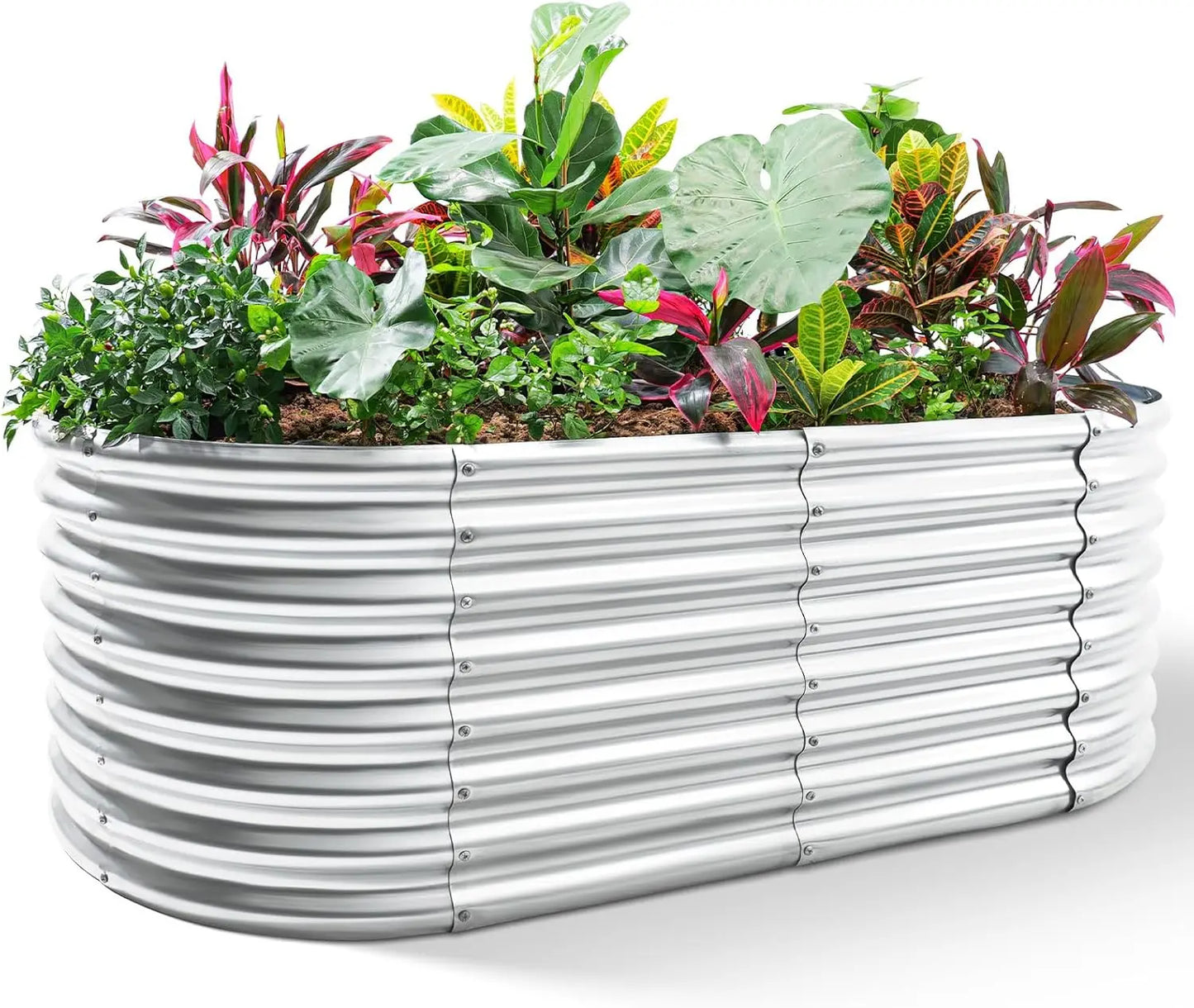 24" Tall Oval Galvanized Raised Garden Bed