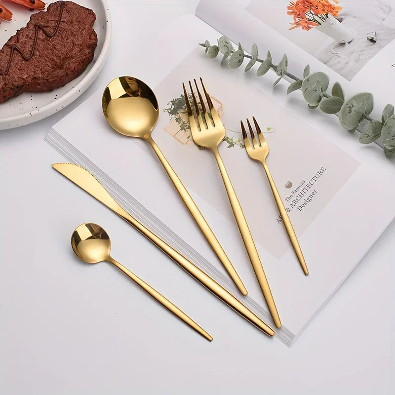 60pcs Stainless Steel - Cutlery Set, Dishwasher Safe