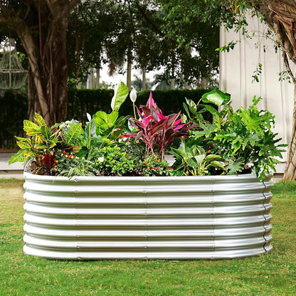24" Tall Oval Galvanized Raised Garden Bed