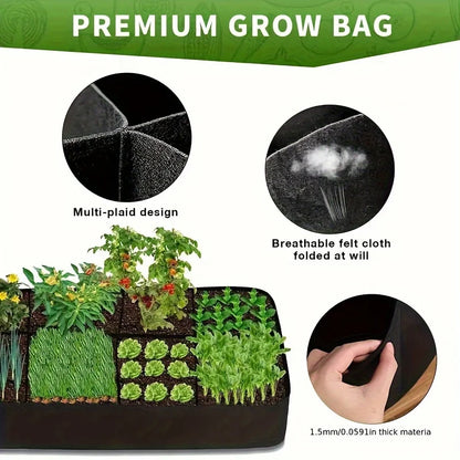 Garden Bed, 128 Gallon 8 Grids Plant Grow Bags, 3x6FT Breathable Planter
