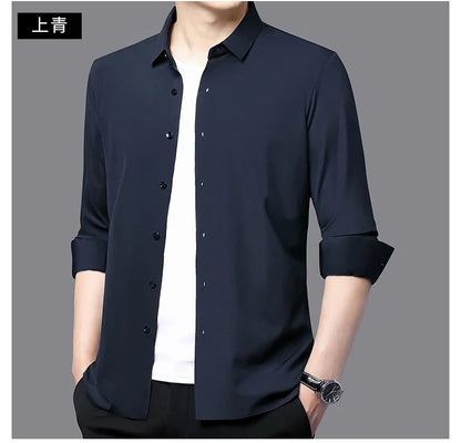 Men's Ultra-Stretch Slim-fit Shirt Business Long-Sleeve Shirt