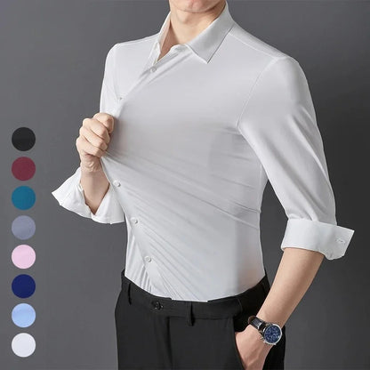 Men's Ultra-Stretch Slim-fit Shirt Business Long-Sleeve Shirt