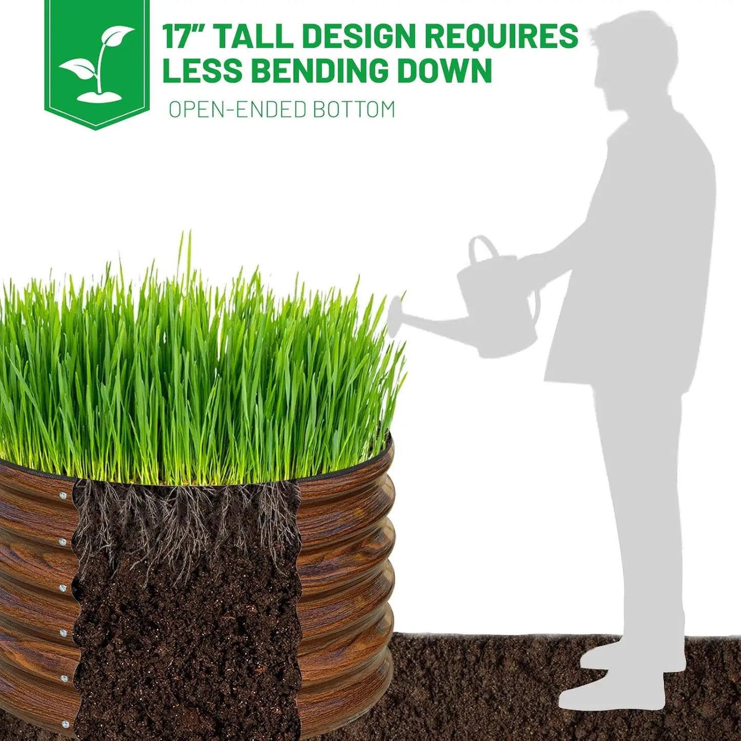 2-Pack Round Galvanized Raised Garden Bed, 24x24x17 Inch