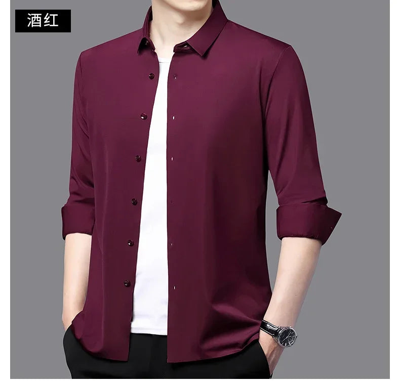 Men's Ultra-Stretch Slim-fit Shirt Business Long-Sleeve Shirt