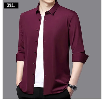 Men's Ultra-Stretch Slim-fit Shirt Business Long-Sleeve Shirt