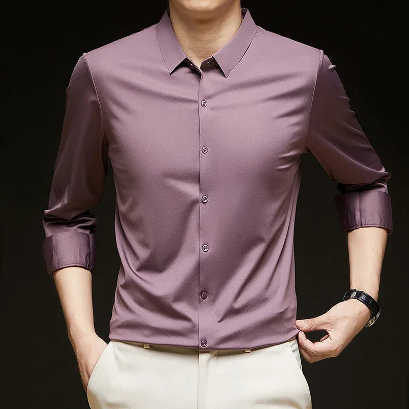 Men's Ultra-Stretch Slim-fit Shirt Business Long-Sleeve Shirt