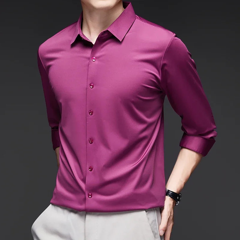 Men's Ultra-Stretch Slim-fit Shirt Business Long-Sleeve Shirt