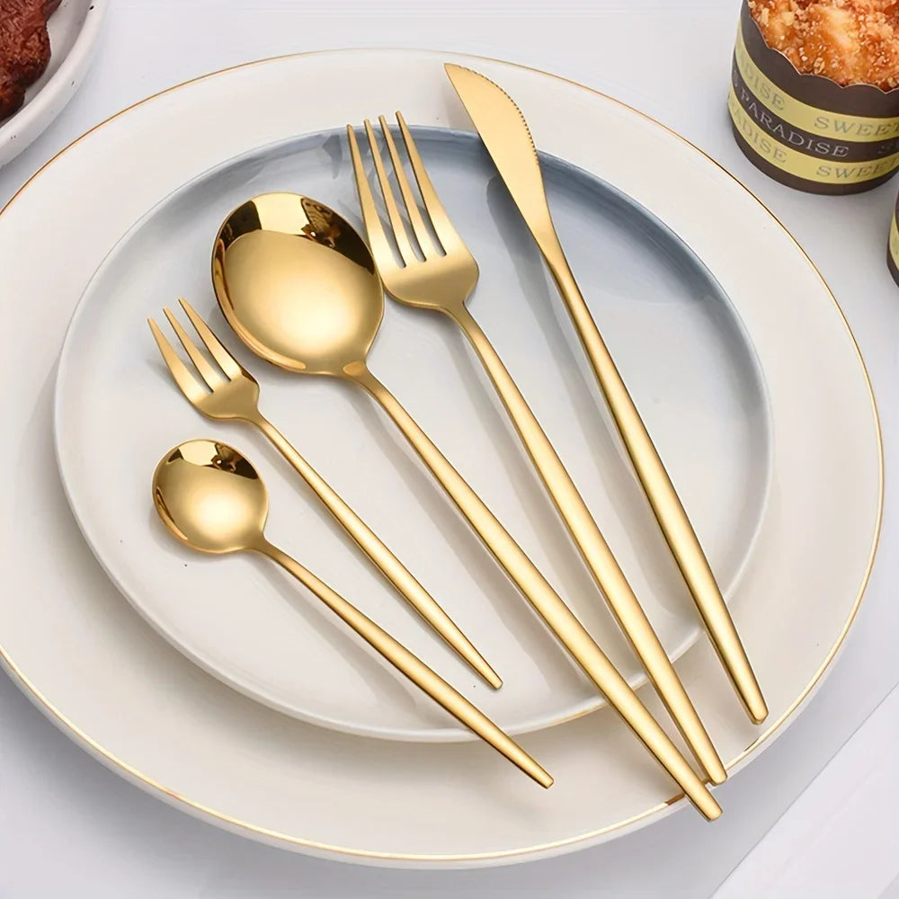 60pcs Stainless Steel - Cutlery Set, Dishwasher Safe