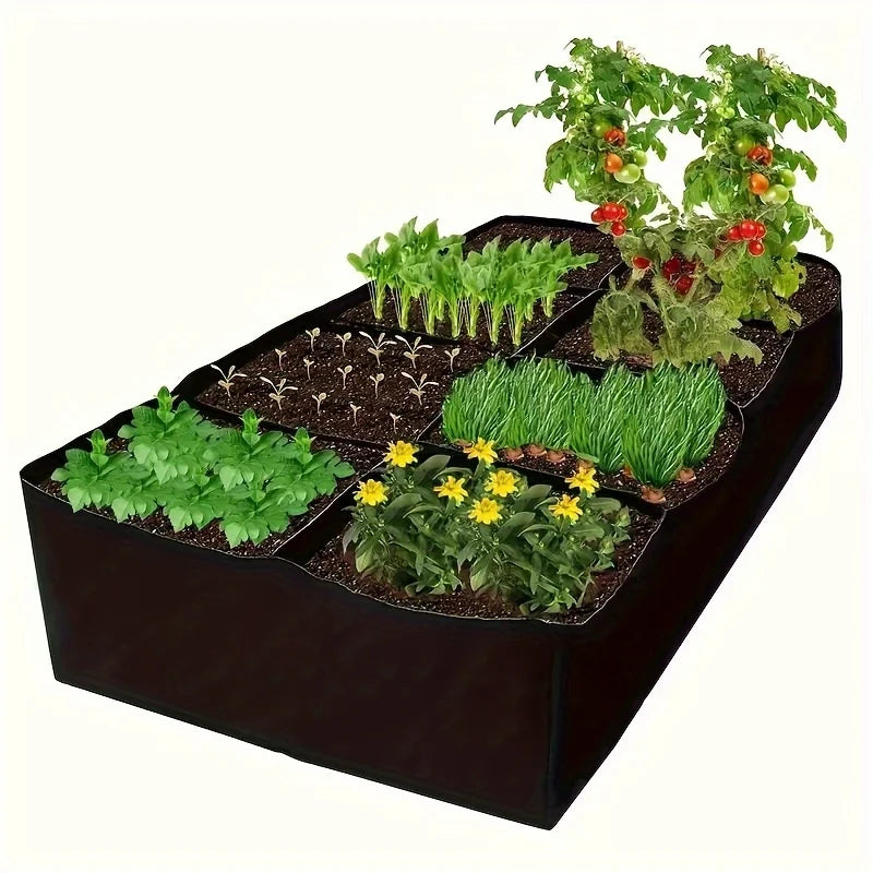 Garden Bed, 128 Gallon 8 Grids Plant Grow Bags, 3x6FT Breathable Planter