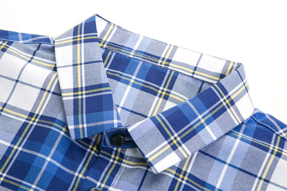New Men's Casual Plaid Short Sleeved  Shirt for Summer