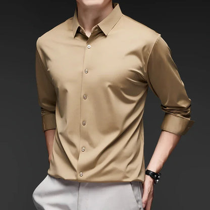 Men's Ultra-Stretch Slim-fit Shirt Business Long-Sleeve Shirt