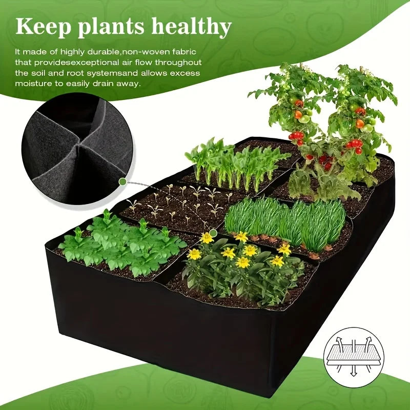 Garden Bed, 128 Gallon 8 Grids Plant Grow Bags, 3x6FT Breathable Planter