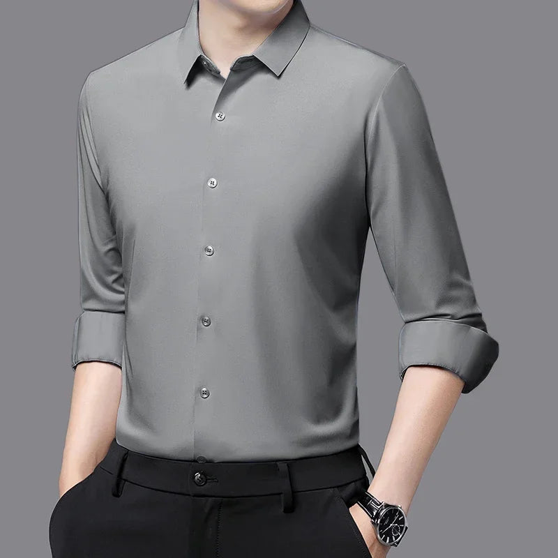 Men's Ultra-Stretch Slim-fit Shirt Business Long-Sleeve Shirt