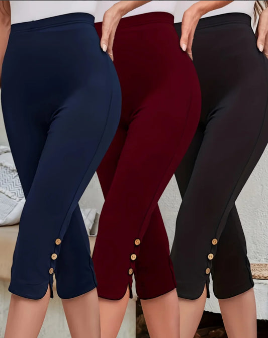 High-Waisted-Foot Pants Women's Mid-Calf Trousers