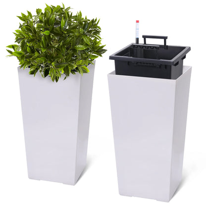 2 PCS 22.4 Inch Tall Planter Indoor ＆ Outdoor Black Taper Planter