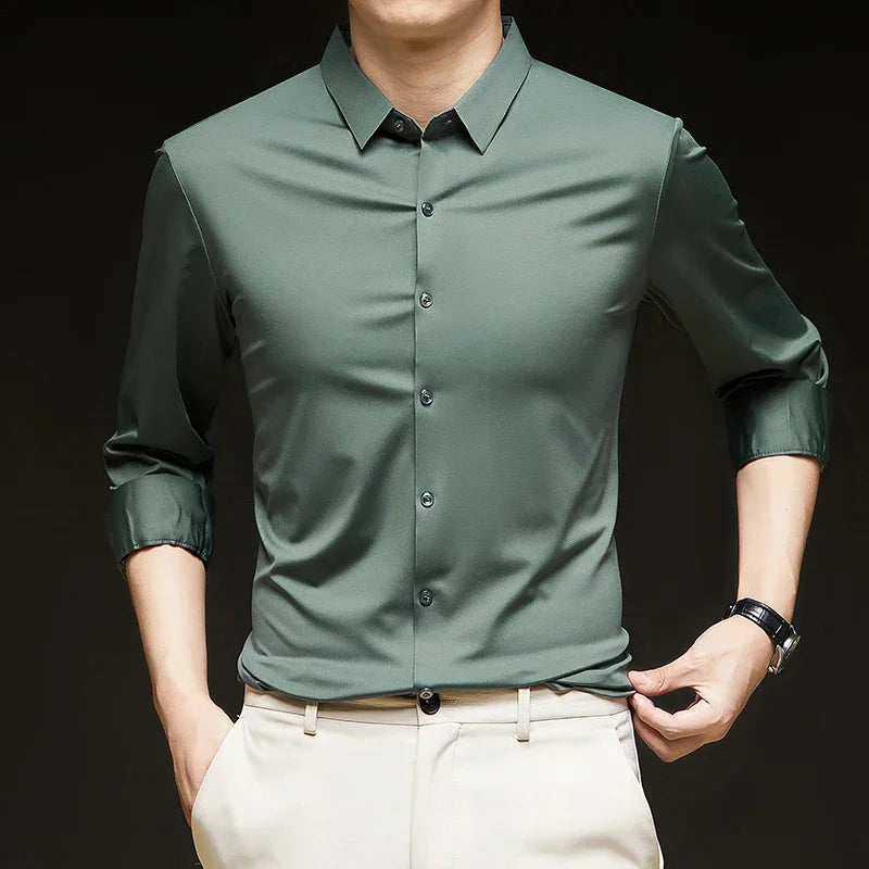 Men's Ultra-Stretch Slim-fit Shirt Business Long-Sleeve Shirt