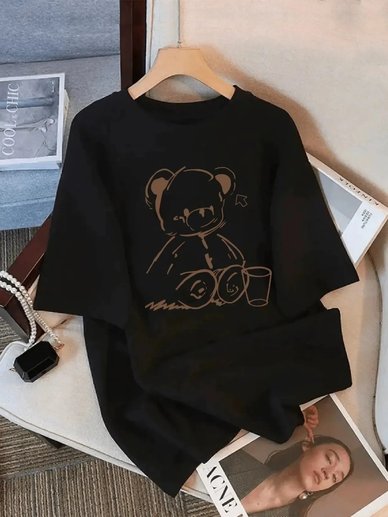 Cute Teddy Bear  Women's Fit Short Sleeve Cartoon Fashion