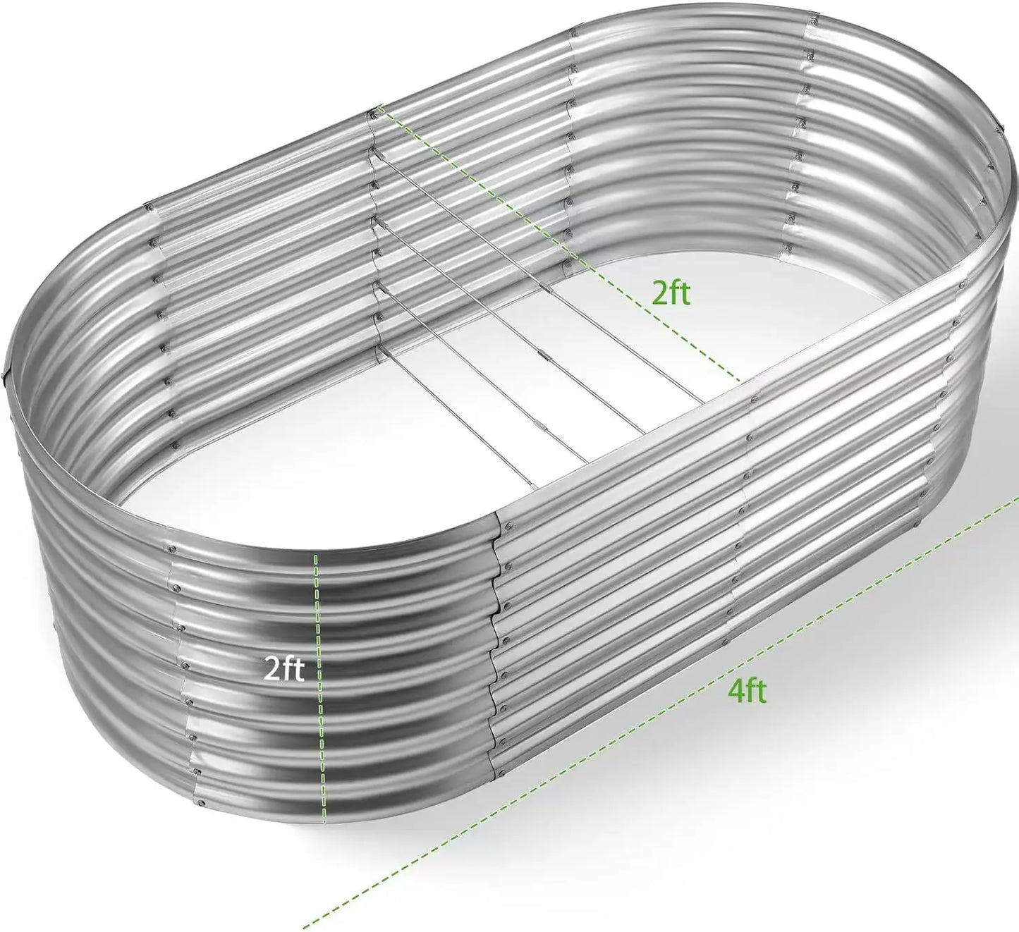 24" Tall Oval Galvanized Raised Garden Bed