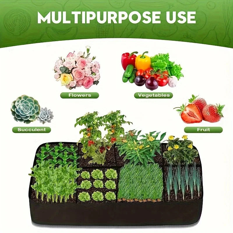 Garden Bed, 128 Gallon 8 Grids Plant Grow Bags, 3x6FT Breathable Planter
